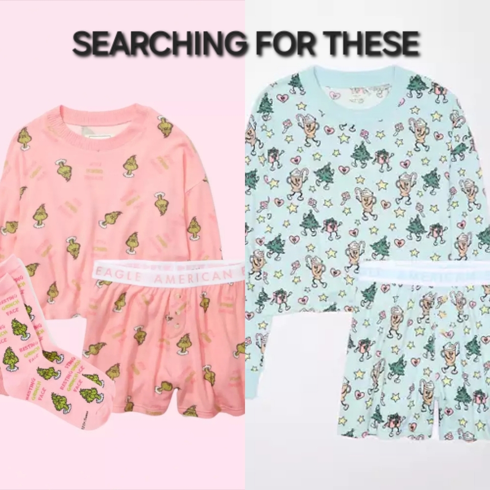 ISO American Eagle Festive Plush PJ set & Grinch Plush PJ set
